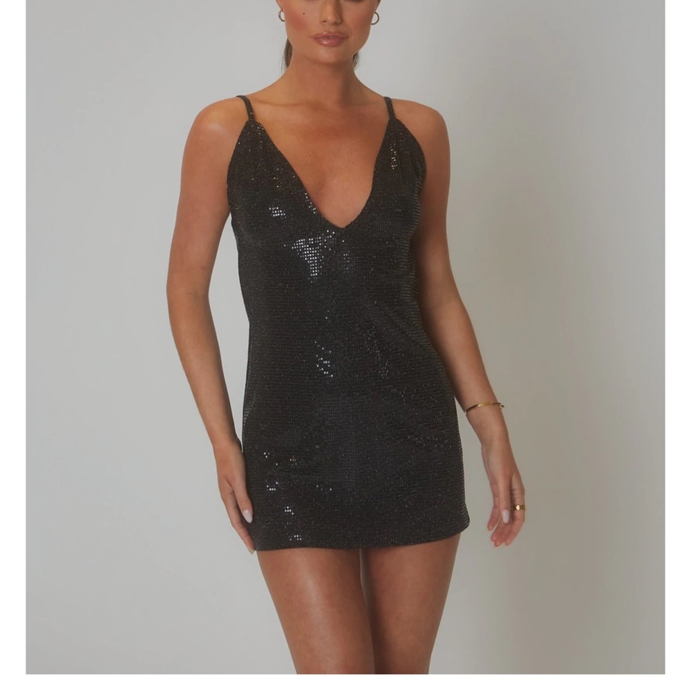 SLA The Label: Black sequin low back mini dress